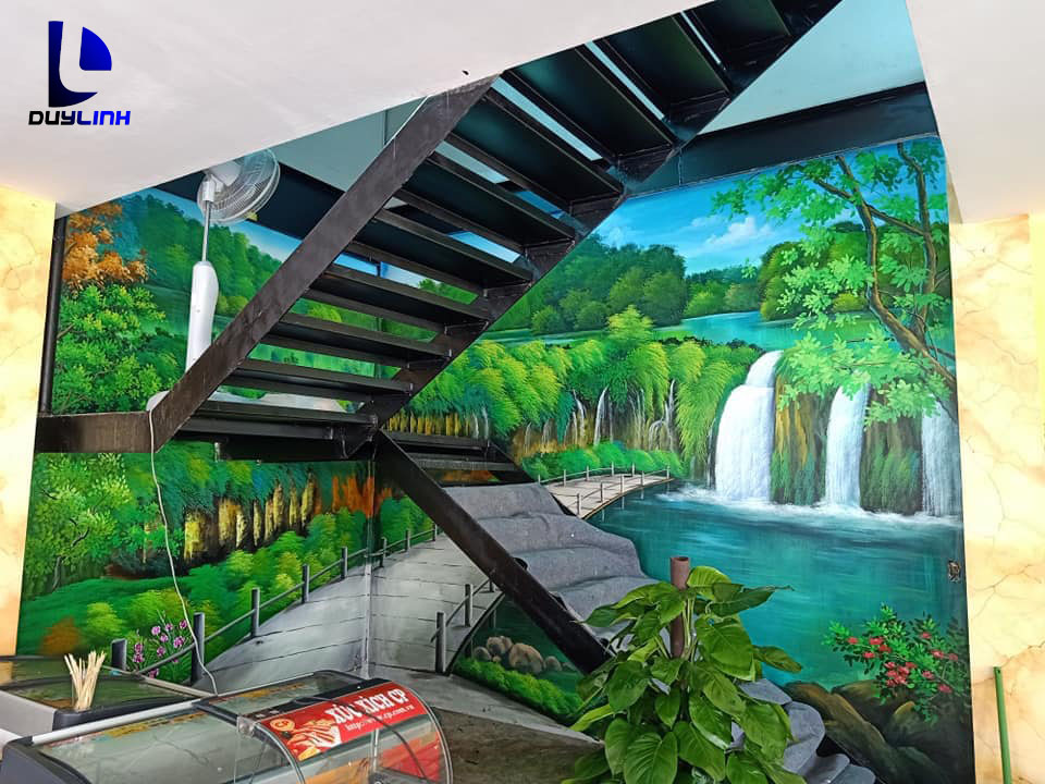 Vẽ tranh tường 3D nhà hàng cùng khu liên hợp thể thao Phú Lý, Hà Nam