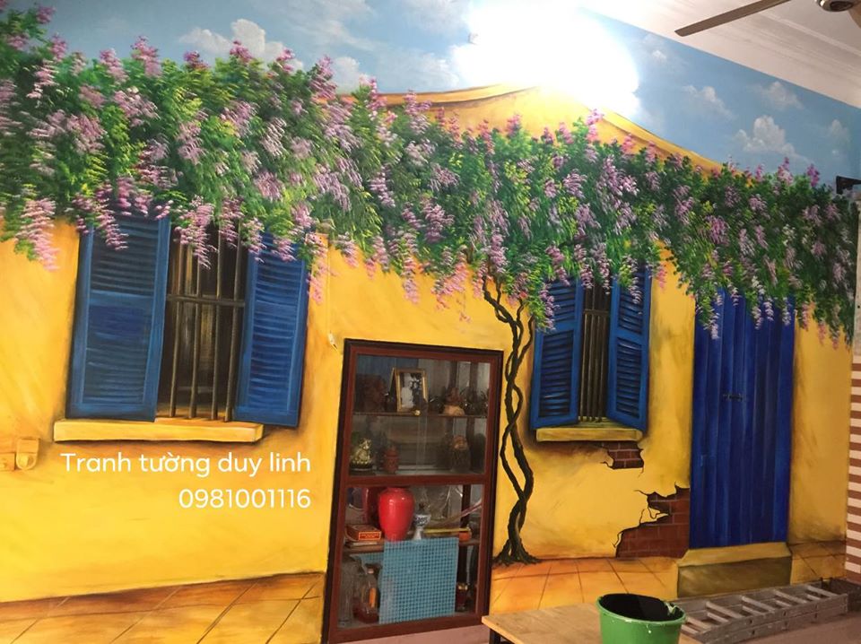 Vẽ tranh tường 3D quán trà chanh bụi phố tại Chùa Thầy, Quốc Oai, Hà Nội