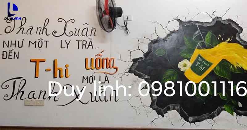 Vẽ tranh tường quán trà chanh T-Hi Hưng Yên