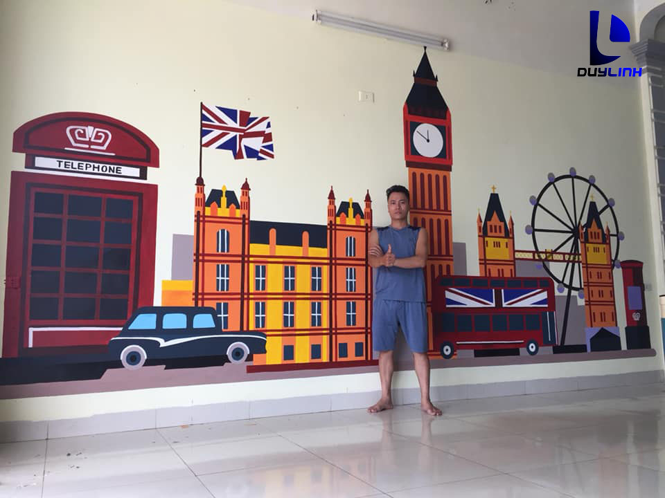 Vẽ tranh tường 3D cho trung tâm English thị trấn Mường Khến, Hòa Bình