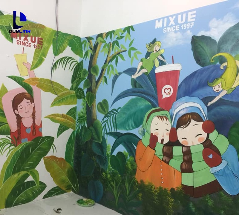 Vẽ tranh tường quán trà sữa 139 Nguyễn Văn Trỗi, Phủ Lý, Hà Nam