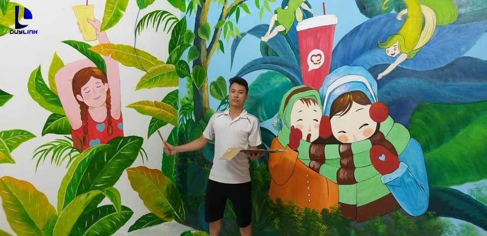 Vẽ tranh tường quán trà sữa 139 Nguyễn Văn Trỗi, Phủ Lý, Hà Nam
