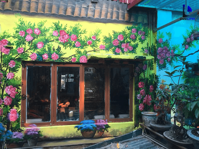 Vẽ tranh tường quán cafe Nguyên, 7c Dã Tượng Hà Nội