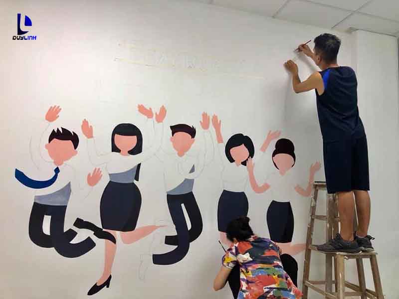 Vẽ tranh tường 3D cho văn phòng công ty tại 188 Trường Chinh-Hà Nội