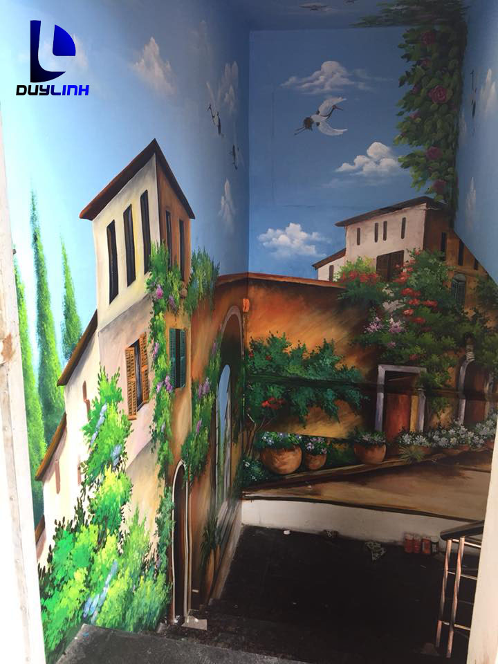 Vẽ tranh tường 3D nhà hàng Phú Diễn, Hà Nội 4