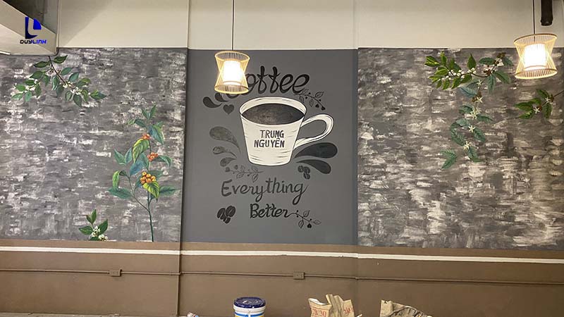 Vẽ tranh tường cho quán cafe Trung Nguyên tại Vinhome smartcity