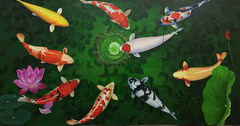 Những mẫu tranh tường cá Koi