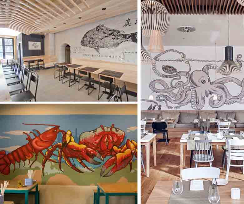 Những mẫu tranh tường cho nhà hàng hải sản