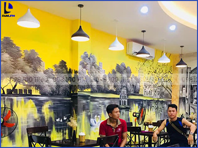 Vẽ tranh tường 3D nhà hàng cùng khu liên hợp thể thao Phú Lý-Hà Nam