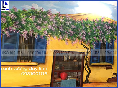 Vẽ tranh tường 3D quán trà chanh Bụi phố tại Chùa Thầy-Quốc Oai-Hà Nội