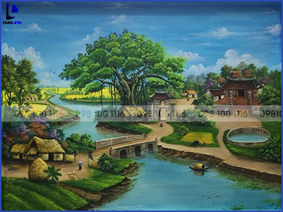 Đắp vẽ tranh tường phong cảnh đồng quê Phú Xuyên, Hà Nội