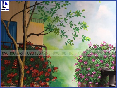 Vẽ tranh tường gia đình tại S1.07-Vinhomes Ocean Park-Hà Nội